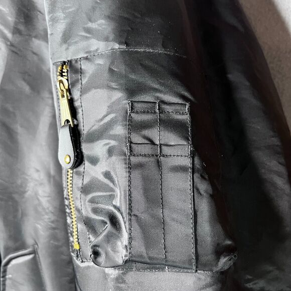 DELF Winter Coat Heavy Duty Military Retro Jacket Black Hooded Faux Fur Men's XL - Picture 9 of 12